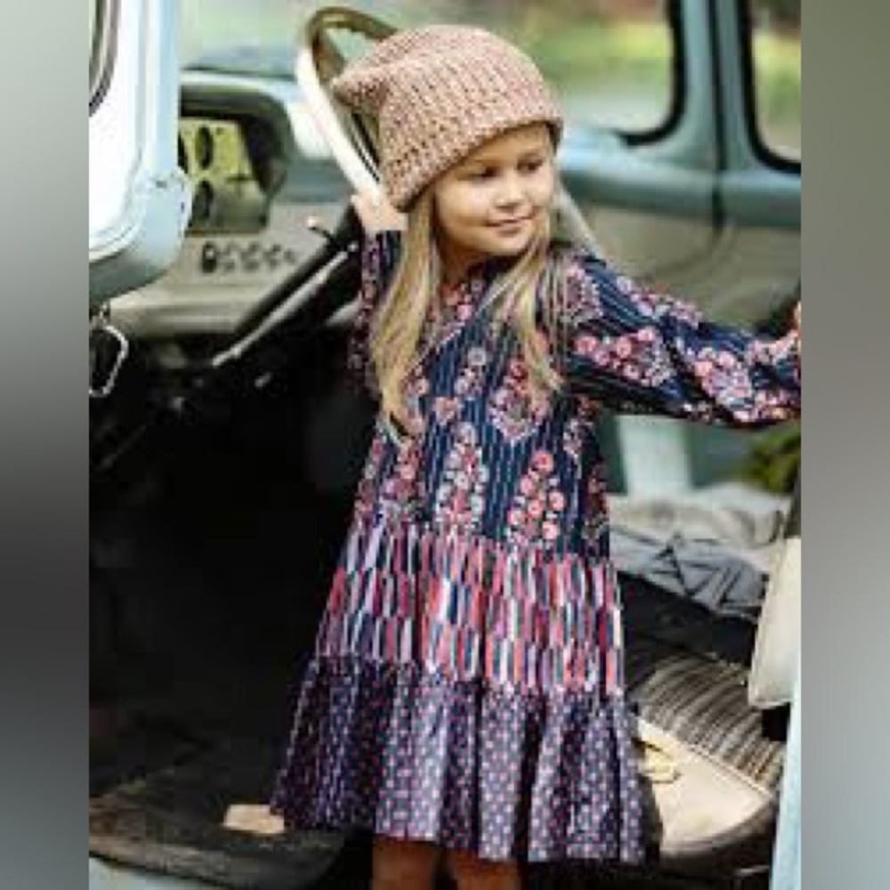Pink Chicken Girls Floral Tiered Dress